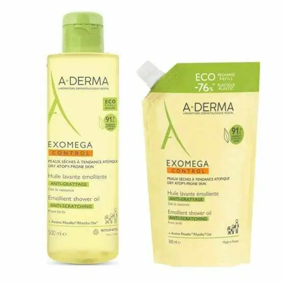 A - Derma Exomega Control Olio Lavante Emolliente 500 ml + Ecoricarica 500 ml
